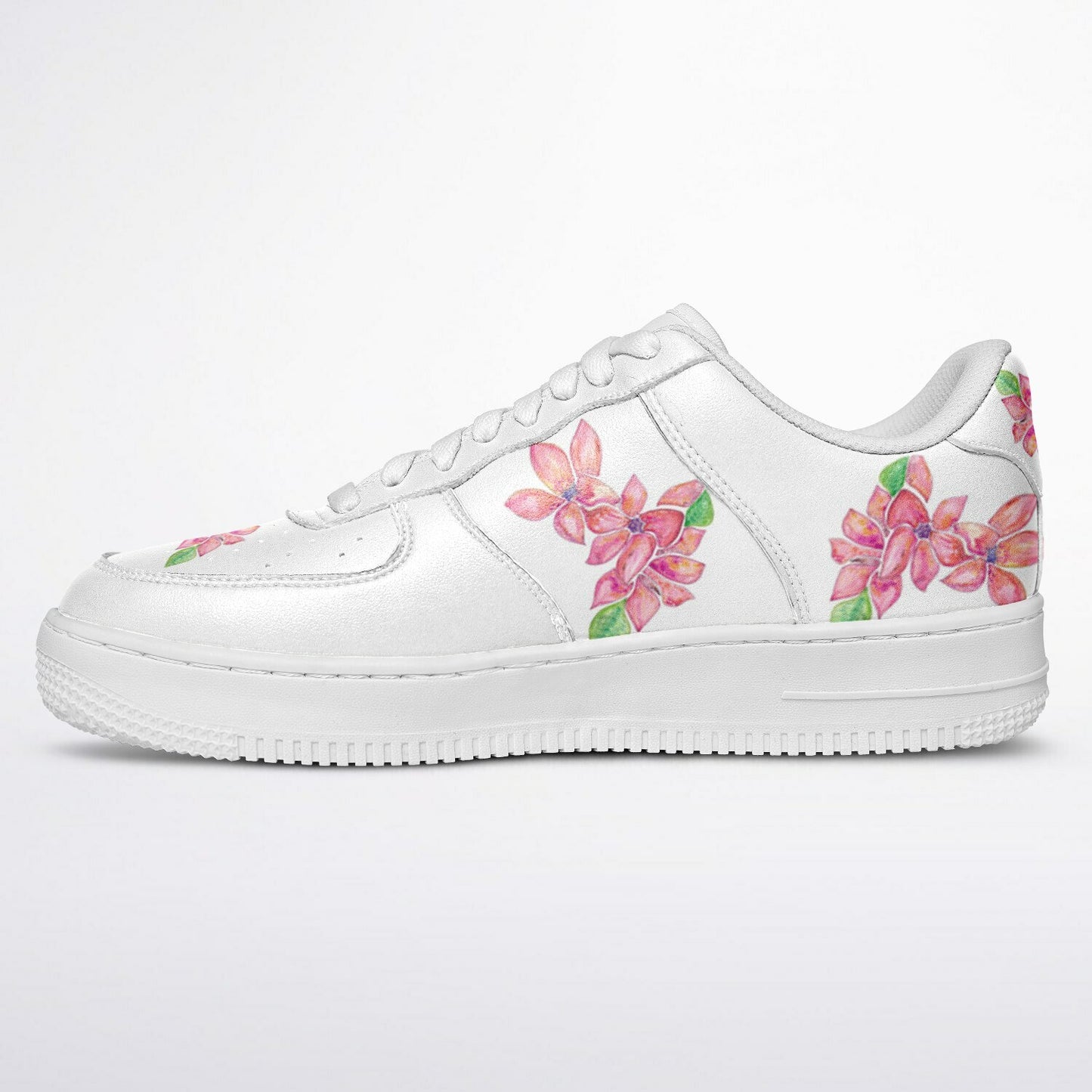 Sneakers Low Tops with Hand-Painted Floral Design