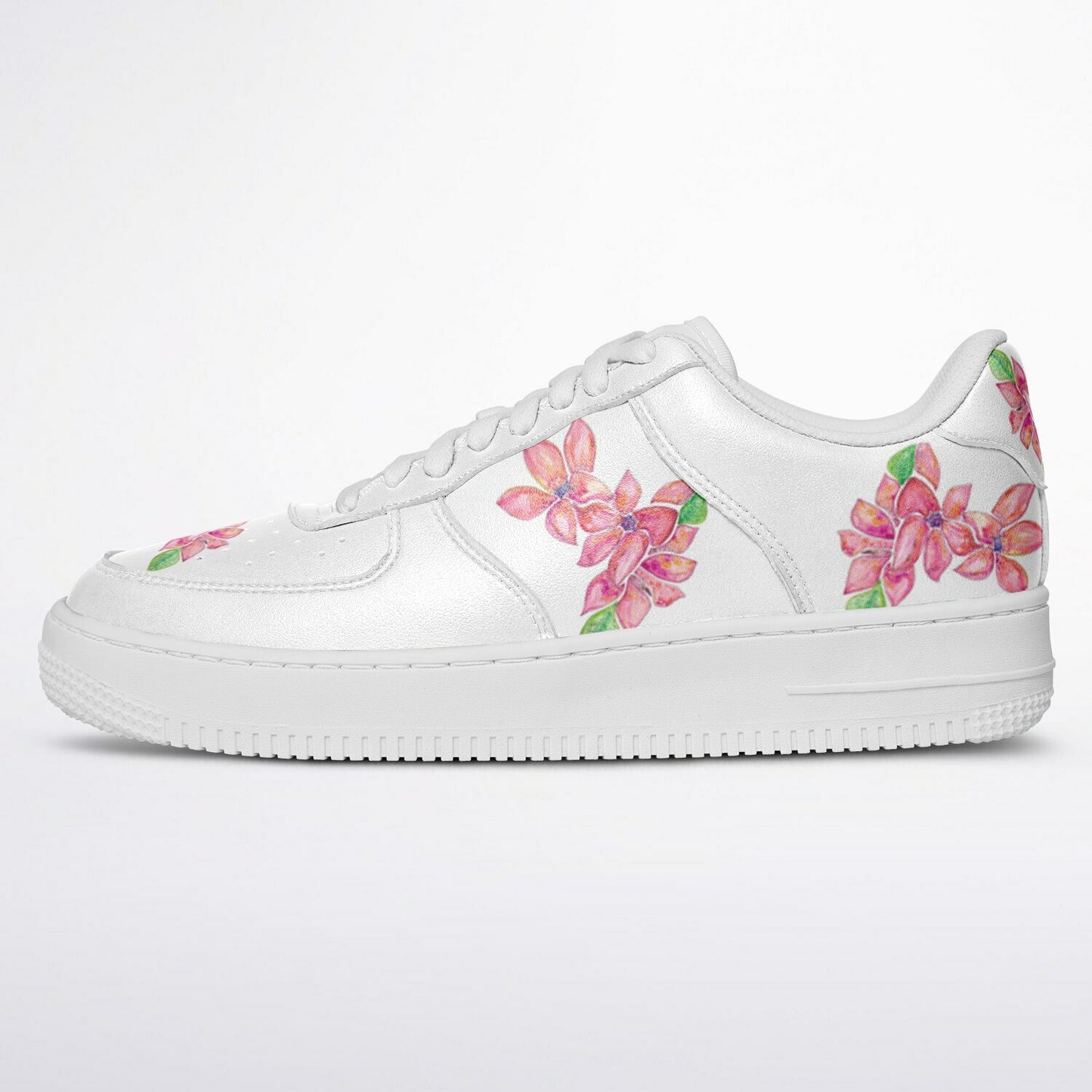 Sneakers Low Tops with Hand-Painted Floral Design