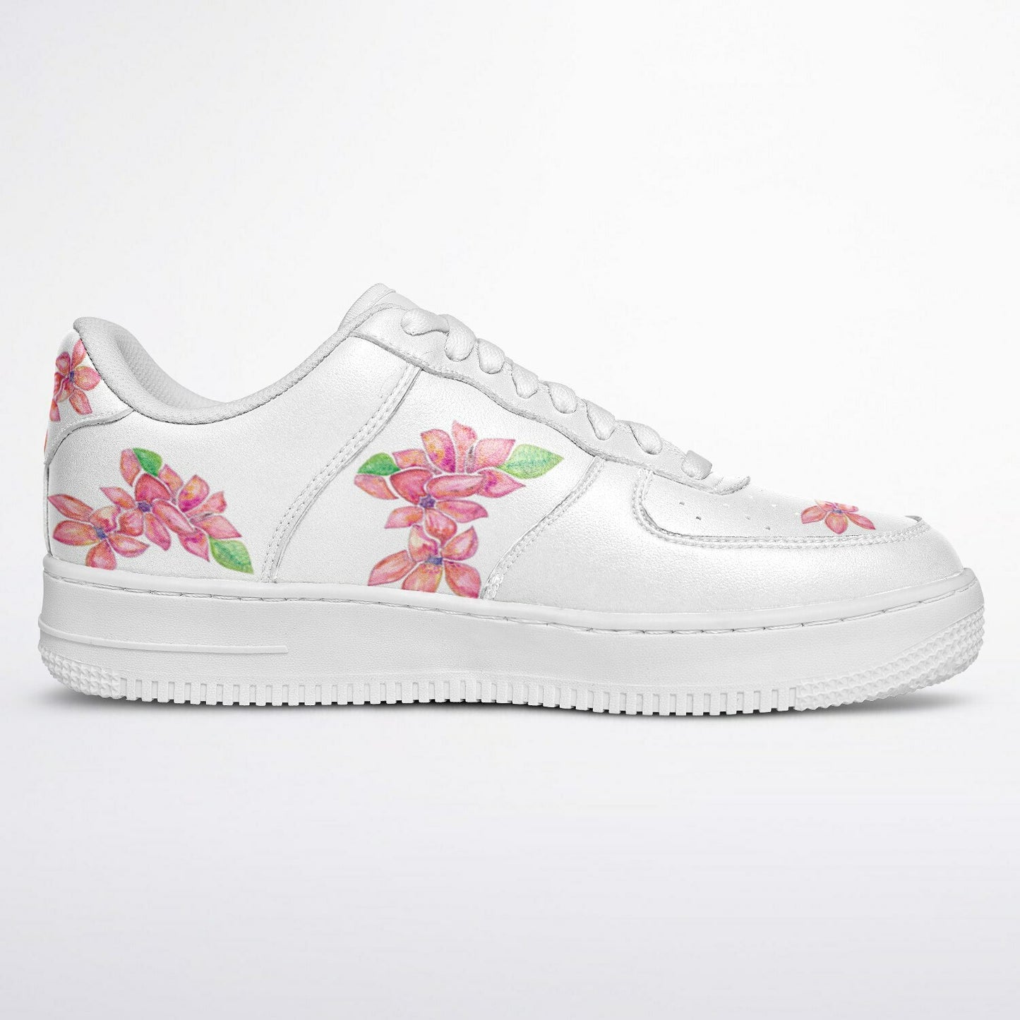 Sneakers Low Tops with Hand-Painted Floral Design