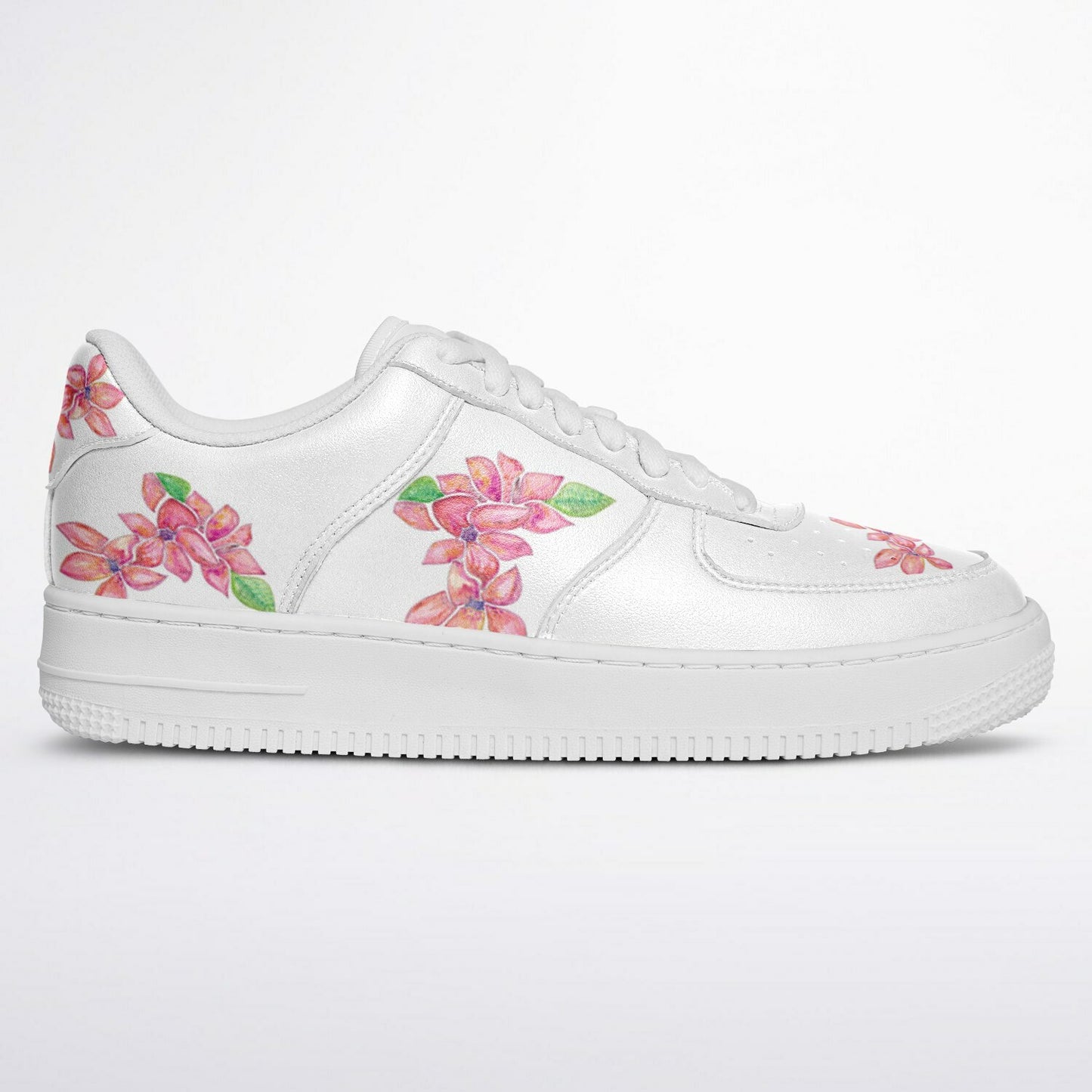 Sneakers Low Tops with Hand-Painted Floral Design