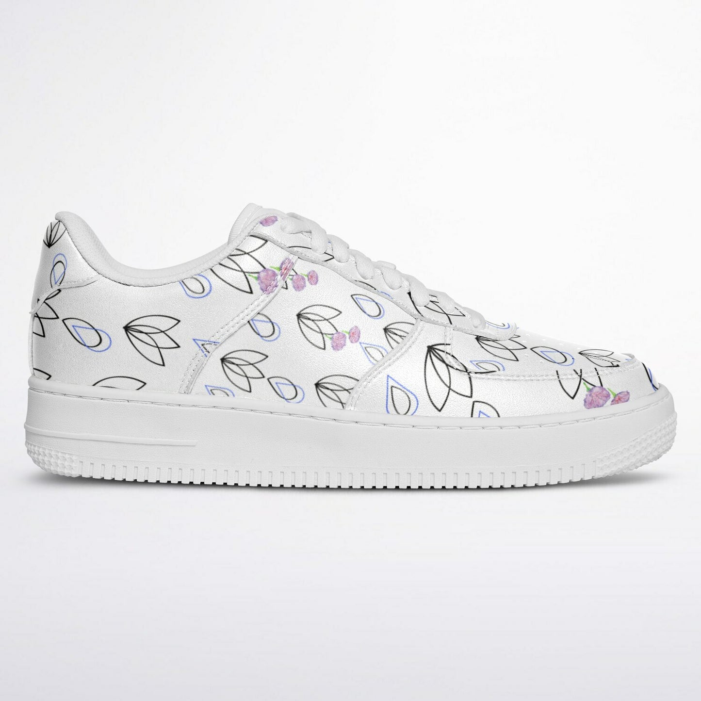 Sneakers Low Tops with Teardrop  Design and Hand-Painted Flowers