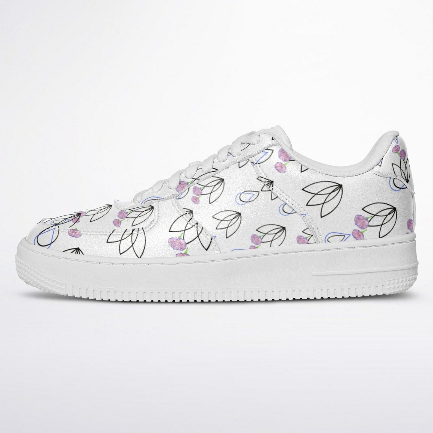 Sneakers Low Tops with Teardrop  Design and Hand-Painted Flowers