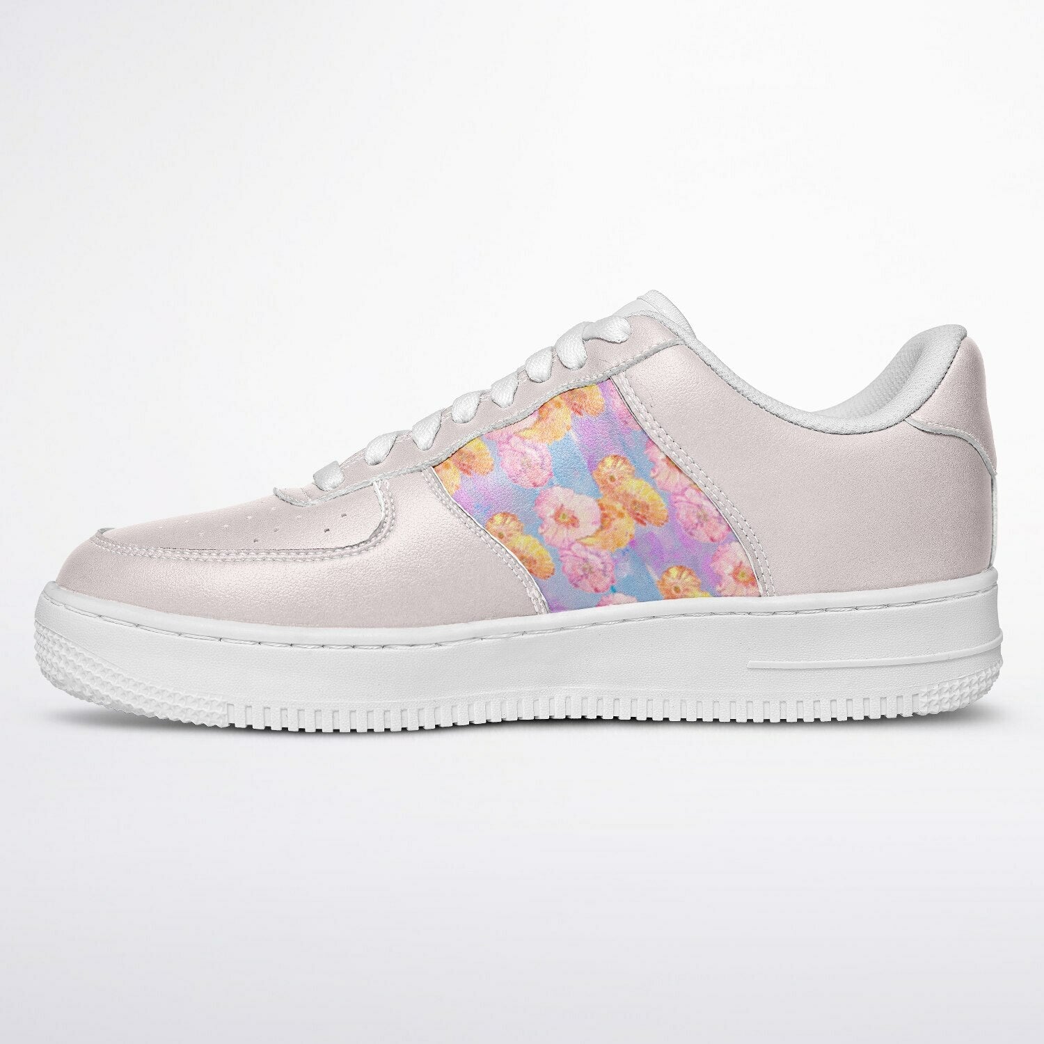 Sneakers Low Tops with Colourful Poppies on Pale Pink Background - sneakerpanache.comSneakers Low Tops with Colourful Poppies on Pale Pink Background