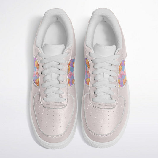 Sneakers Low Tops with Colourful Poppies on Pale Pink Background - sneakerpanache.comSneakers Low Tops with Colourful Poppies on Pale Pink Background