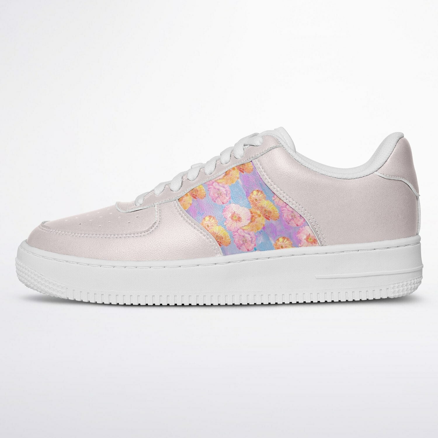 Sneakers Low Tops with Colourful Poppies on Pale Pink Background - sneakerpanache.comSneakers Low Tops with Colourful Poppies on Pale Pink Background