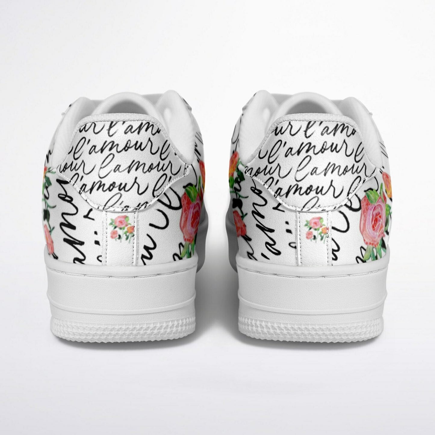 Sneakers Low Tops with French Script and Hand - Painted Roses - sneakerpanache.com